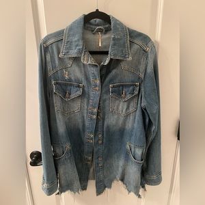 Free People denim shirt jacket.